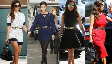 kourtney Kardashian outfits cintura moschino