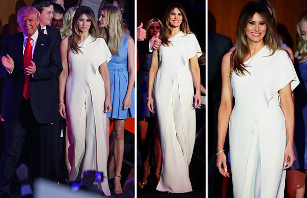 Melania Trump con abito bianco